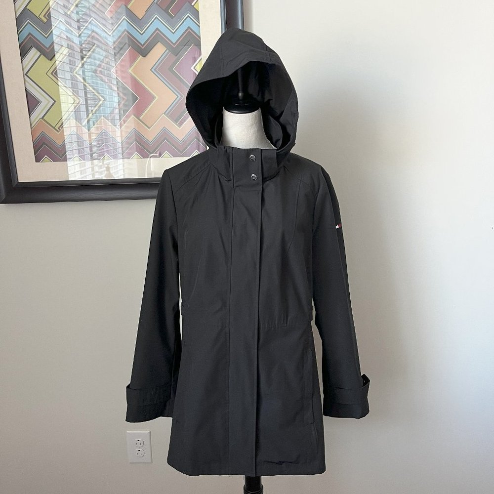 Tommy Hilfiger Black Hooded Raincoat L